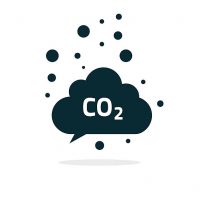 co2 emissions icon cloud vector flat, carbon dioxide emits symbol, smog pollution concept, smoke pollutant damage, contamination bubbles, garbage label, combustion products isolated modern design sign